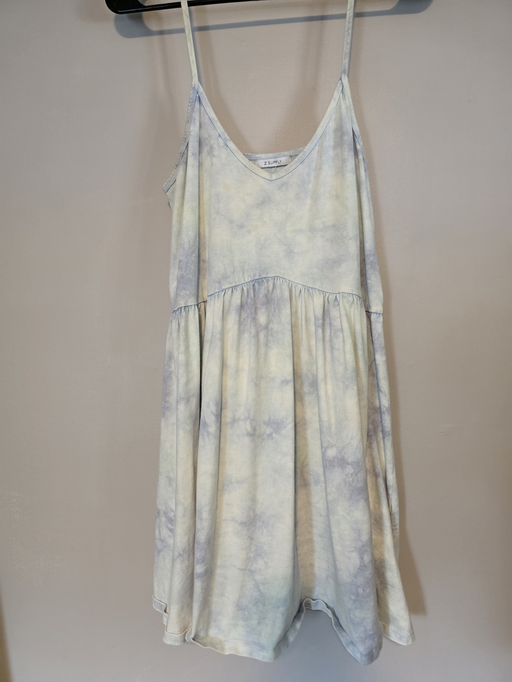 Z Supply Pastel Tie-Dye Mini Dress White/Light Blue